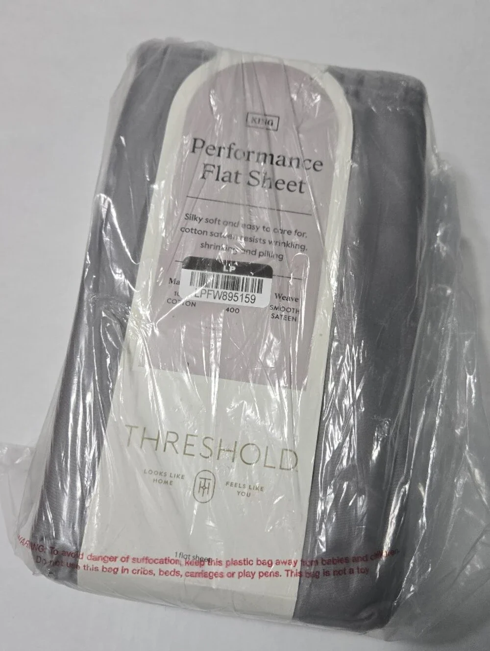 THRESHOLD Performance Flat Sheet-400 thread count-100% Sateen Cotton- NEW